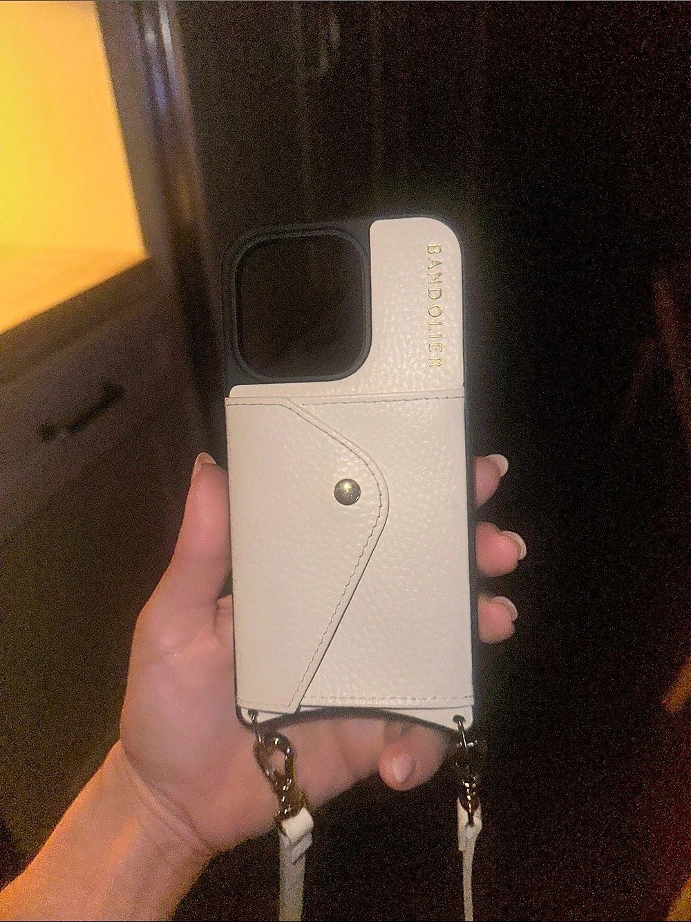 Bandolier Emma Crossbody Phone Case iPhone 14 Pro Black & Cream
